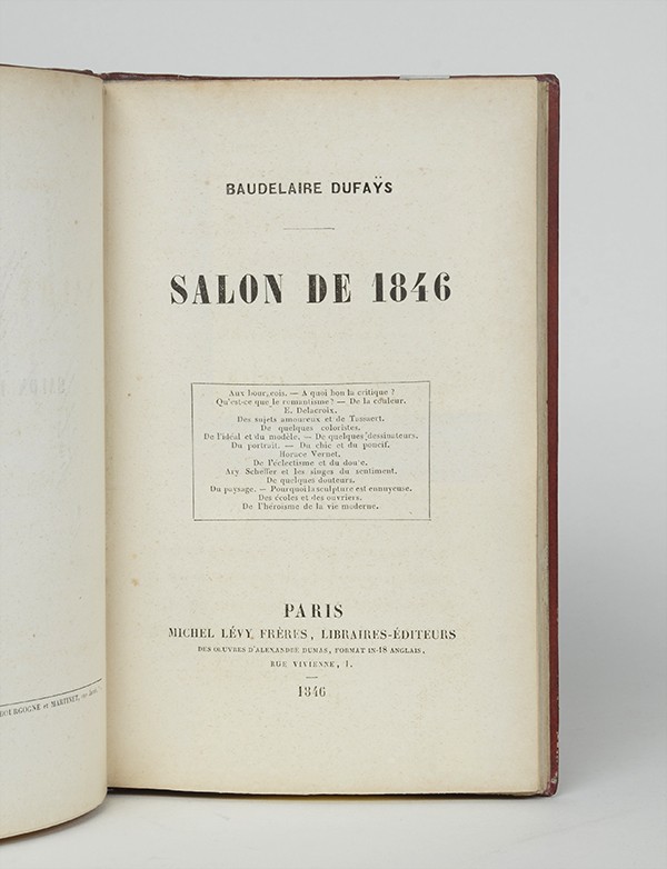 BAUDELAIRE DUFAŸS Charles Salon de 1846 Michel Lévy frères 1846 édition originale reliure de l'époque