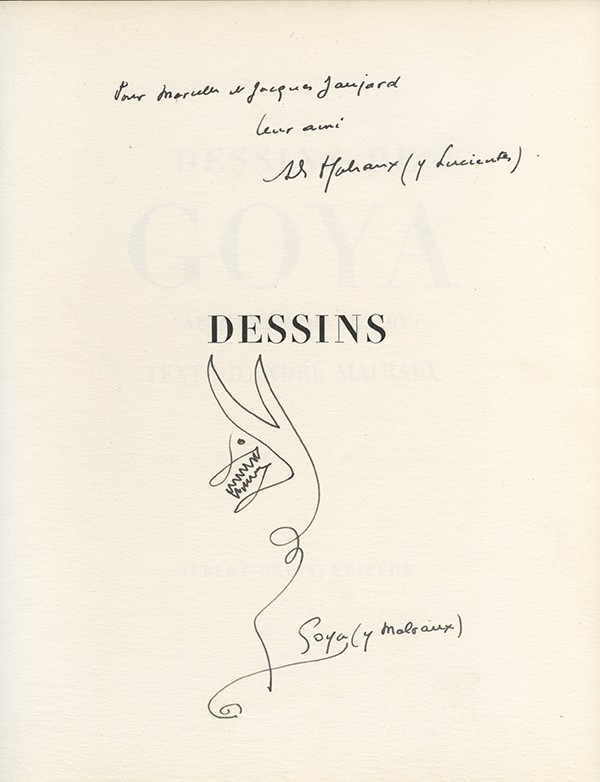 MALRAUX André Dessins de Goya au musée du Prado Skira 1947 édition originale envoi autographe signé et dessin de diablotin
