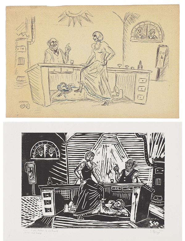 BIRGA Sergio Das Schloss II Frieda Le Château 2016 dessin original signé et xylogravure originale signée