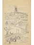 BIRGA Sergio Das Schloss Ankunft Kafka Le Château Arrivée 2016 dessin original signé et xylogravure originale signée