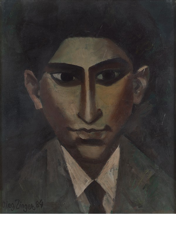 ZINGER Oleg Portrait de Franz Kafka 1984  Huile sur toile datée et signée par l’artiste en bas à gauche