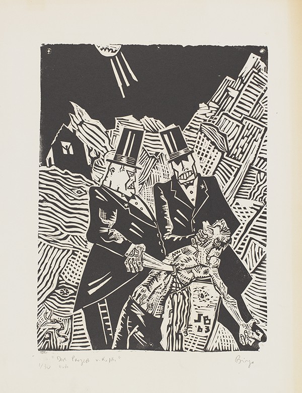BIRGA Sergio L’Exécution. Der Prozess de Kafka. Il Processo 1963 Dessin original signé préparatoire pour xylographie originale