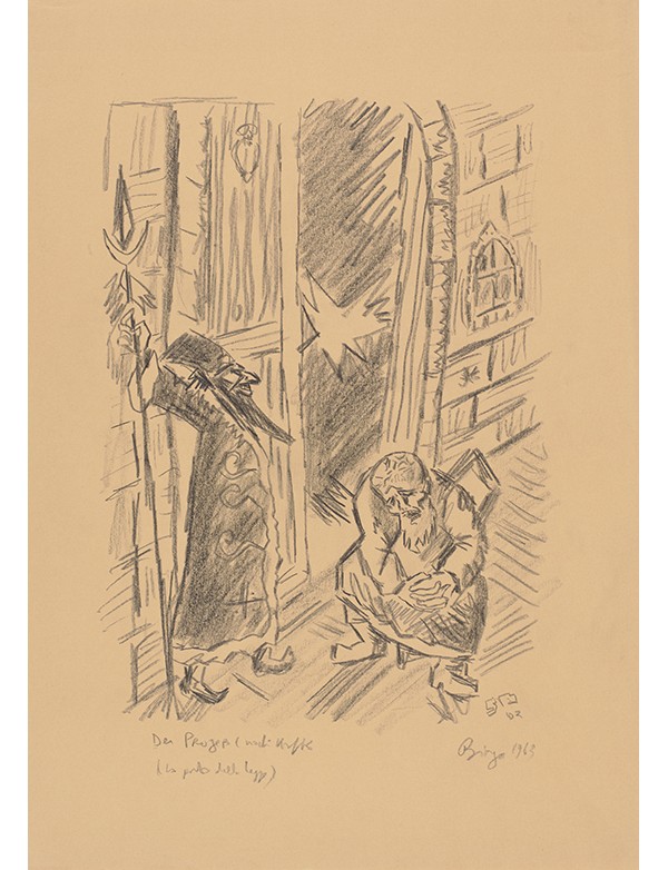 BIRGA Sergio Der Prozess La Porta della legge 1963 dessin original signé joint l Processo La Porta della legge 1973 xylogravure 