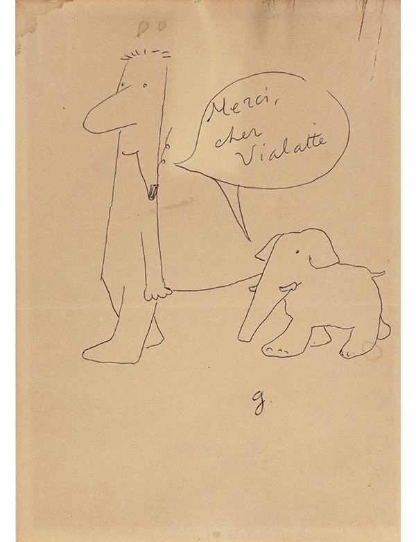 ALLARY Georges « Merci, Cher Vialatte » dessin original à l'encre signé de son initiale