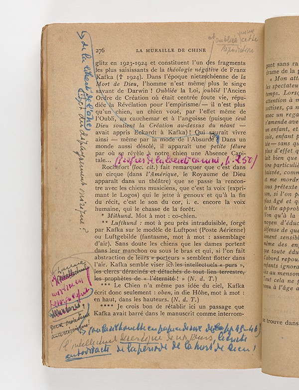 KAFKA Franz La Muraille de Chine et autres récits Gallimard 1950 édition originale française exemplaire annoté par Jean Carrive