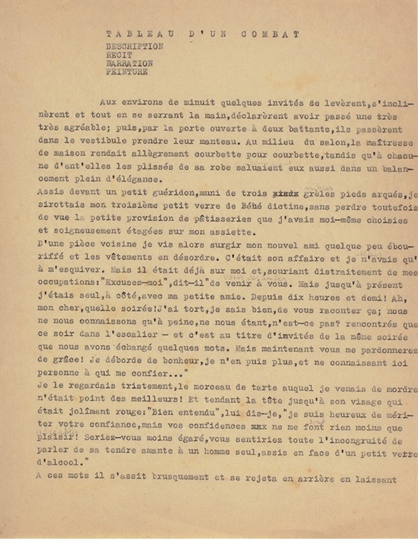 KAFKA Franz Tableau d’un combat circa 1949 Jeu d’épreuves de la traduction de Jean Carrive avec corrections autographes