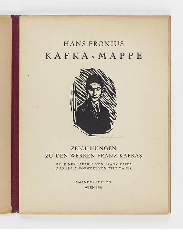 FRONIUS Hans Kafka Mappe Vor dem Gesetz 1946 premier tirage en allemand 10 planches portrait frontispice signé épreuve en sus