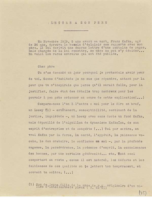 KAFKA Franz Paraboles in L’Arbalète 1945 Jeu d’épreuves traduction par Jean Carrive de 19 récits de Kafka Lettre à son père