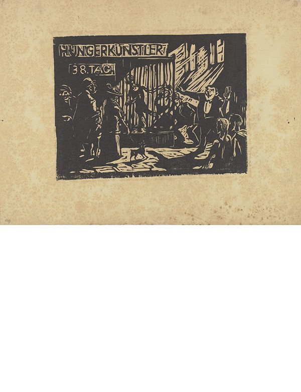 FRONIUS Hans Ein Hungerkünstler 1937 gravure originale sur bois sur Japon mince provenance Max Brod