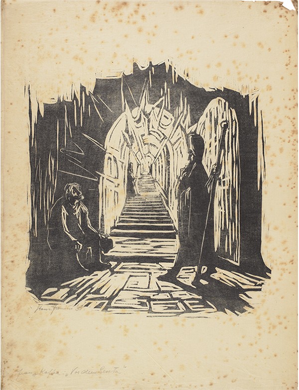 FRONIUS Hans Vor dem Gesetz 1935 gravure originale sur bois signée provenance Max Brod