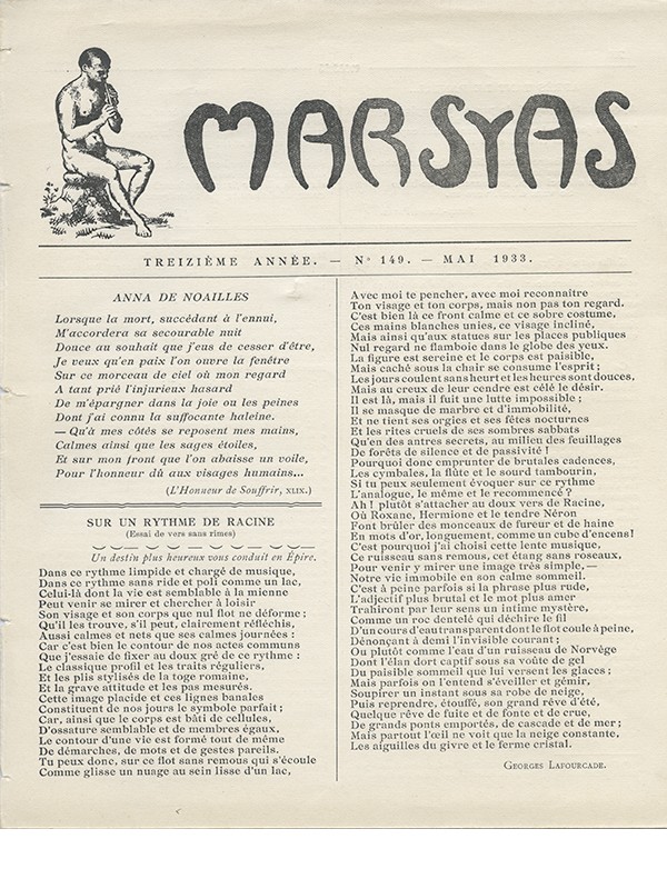 SAURAT Denis Kafka in Marsyas 1933 Numéro de la revue Marsyas comprenant une « importante étude » sur Kafka