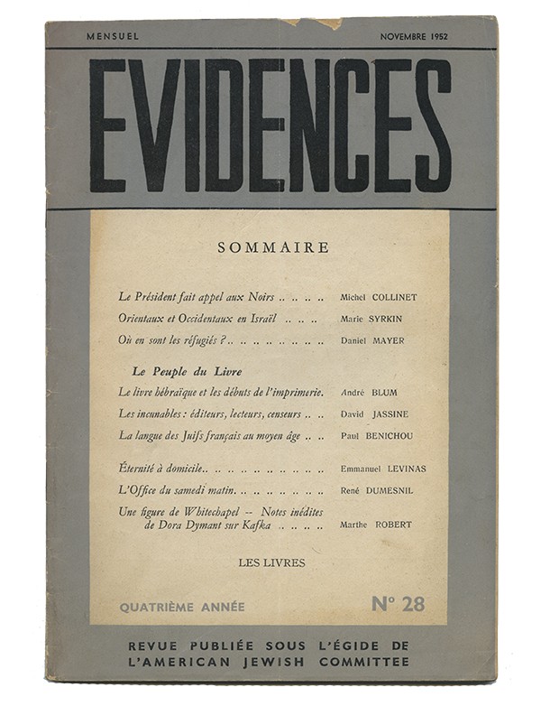ROBERT Marthe Une figure de Whitechapel Notes inédites de Dora Dymant sur Kafka édition pré-originale