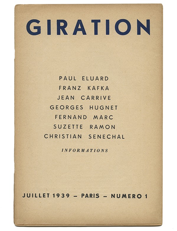 KAFKA Franz Deux récits in Giration 1939 édition pré-originale française de L’Épée et Un Aphorisme traduction de Jean Carrive