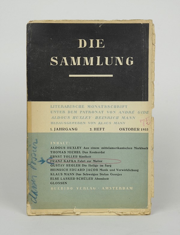 KAFKA Franz Fahrt zur Mutter Die Sammlung 1933 édition pré-originale exemplaire d'Alexandre Vialatte
