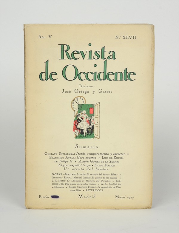 KAFKA Franz Un artista del hambre Revista de Occidente 1927 édition pré-originale en espagnol 