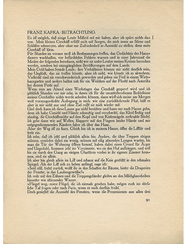 KAFKA Franz Betrachtung in Hyperion 1908 premier numéro de la revue de Franz Blei et Carl Sternheim pré-originale de huit récits