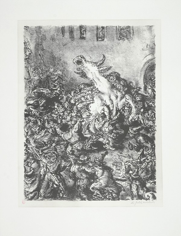 WEBER Andreas Paul Ein altes Blatt Lithographie originale signée 