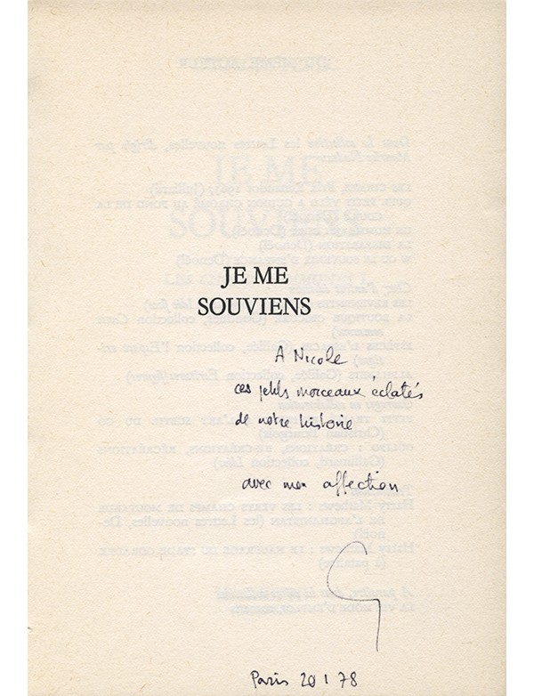 PEREC Georges Je me souviens Hachette POL 1978 édition originale envoi autographe signé à Nicole Doukhan