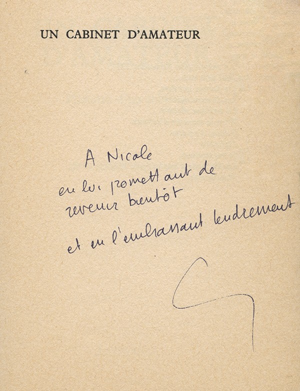 PEREC Georges Un cabinet d'amateur Balland L'instant romanesque 1979 édition originale envoi autographe signé à Nicole Doukhan