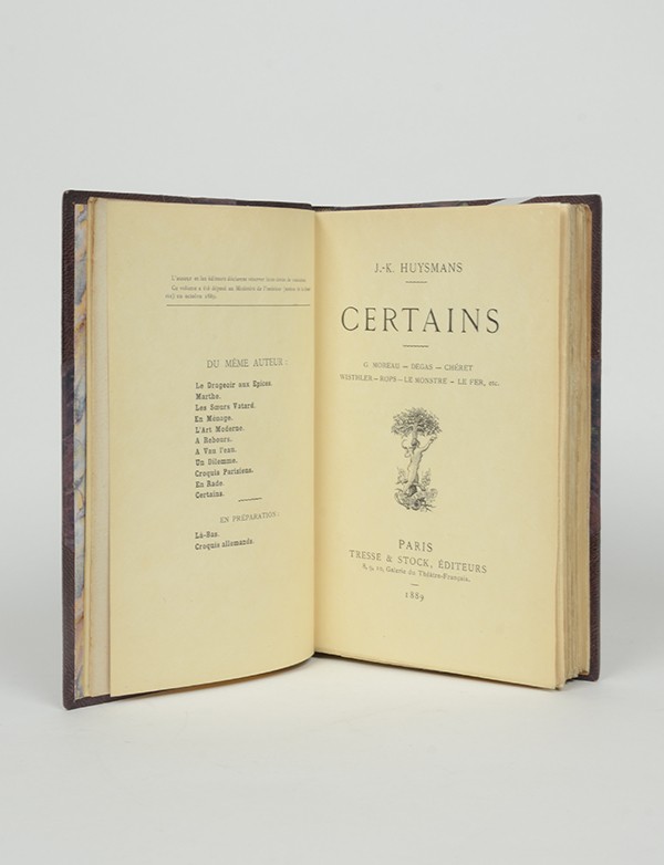 HUYSMANS Joris-Karl Certains Tresse & Stock 1889 édition originale française Japon grand papier relié en demi-maroquin