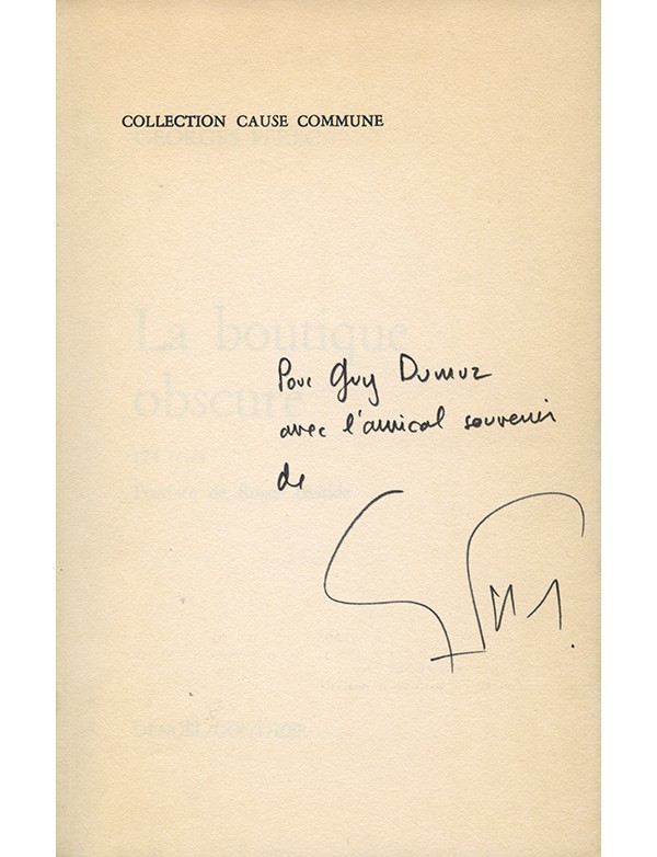 PEREC Georges La Boutique obscure 124 rêves Denoël Gonthier 1974 envoi autographe signé à Guy Dumur