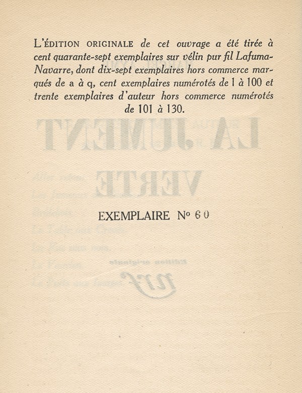 AYMÉ Marcel La Jument verte Gallimard 1937 édition originale vélin pur fil Lafuma seul grand papier broché