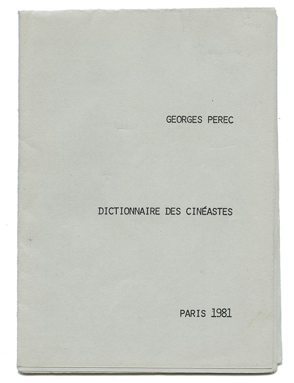 PEREC Georges Dictionnaire des cinéastes 1981 plaquette de voeux auto-éditée tirage limité à 200 exemplaires