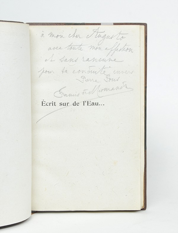 MIOMANDRE Francis de Écrit sur de l'eau... Revue Le feu 1909 Chine envoi autographe signé à Auguste Gilbert de Voisins
