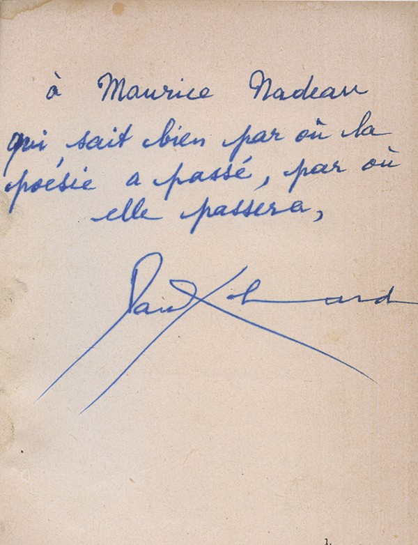 ELUARD Première anthologie vivante de la poésie du passé Seghers 1951 édition originale envoi autographe signé à Maurice Nadeau