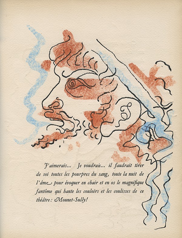 COCTEAU Jean Portrait de Mounet-Sully François Bernouard 1945 édition originale illustré de 16 dessins inédits de l'auteur color