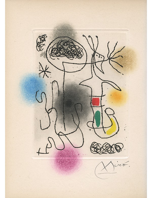 MIRÓ Joan LECLERCQ Léna GLM 1968 Midi le trèfle blanc édition originale vélin d'Arches eau forte et aquatique originale signée
