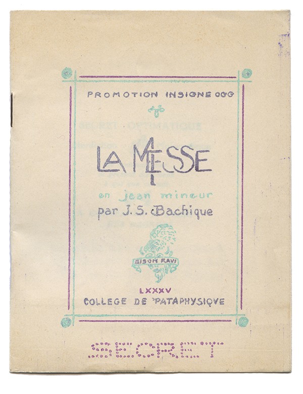 Boris Vian La Messe en Jean Mineur de J. S. Bachique Collection Esoterica