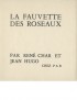 CHAR René La Fauvette des roseaux PAB Pierre-André Benoît 1955 édition originale frontispice signé de Jean Hugo reliure à décor