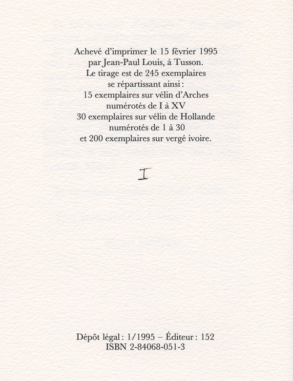 MICHAUX Henri J'excuserais une assemblée anonyme... L'Échoppe 1995 édition originale sur vélin d'Arches grand papier