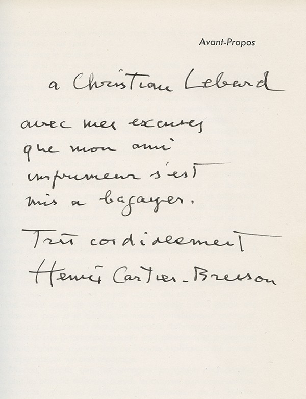 CARTIER-BRESSON Henri Moscou Robert Delpire 1955 édition originale envoi autographe signé à Christian Lebard 163 photographies