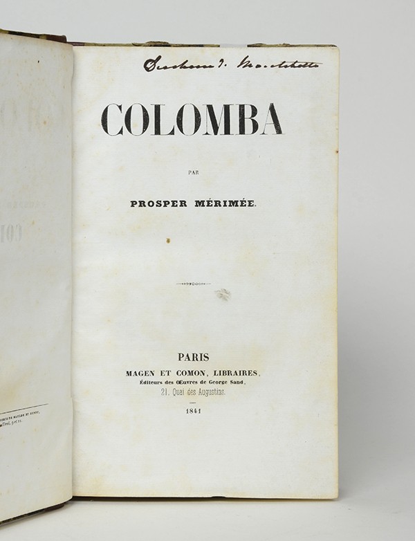 MÉRIMÉE Prosper Colomba Magen et Comon 1841 édition originale exemplaire de la duchesse de Montebello reliure de l'époque