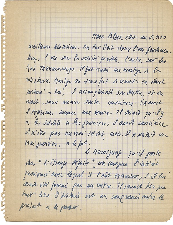 BERL Emmanuel Marc Bloch et L'Étrange défaite 1946 Manuscrit autographe raisons de la défaite lors de la bataille de France