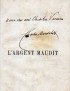 MONSELET Charles L'Argent maudit Michel Lévy Frères 1863 édition originale envoi autographe signé à Ch. de la Varenne