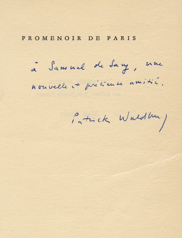 Waldberg Patrick Promenoir de Paris Mercure de France 1960 édition originale Hollande Pannekoek envoi autographe signé de l'aute