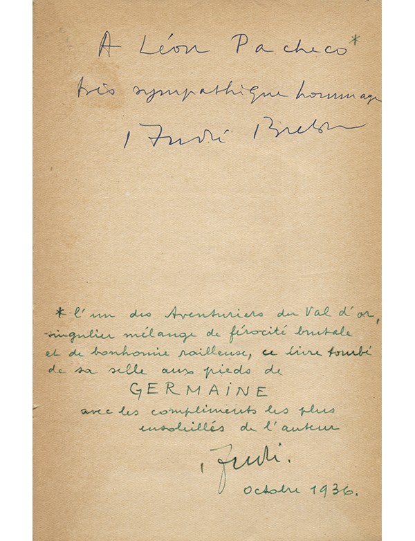 BRETON André Manifeste du surréalisme Sagittaire Simon Kra 1924 édition originale double envoi autographe signé à León Pacheco S
