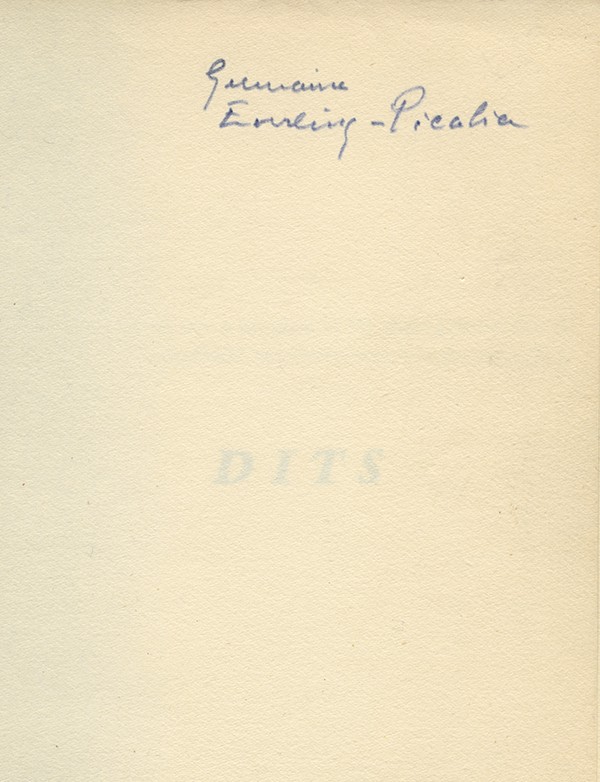 PICABIA Francis Dits Éric Losfeld Le Terrain vague 1960 édition originale exemplaire de Germaine Everling