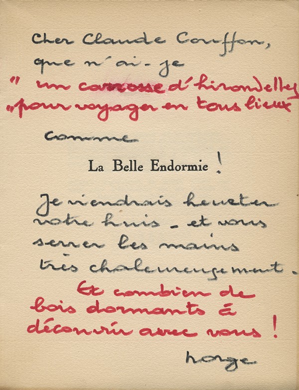NORGE Géo La Belle endormie Éditions Sagesse 1935 édition originale Hollande envoi autographe signé à Claude Couffon poème et le