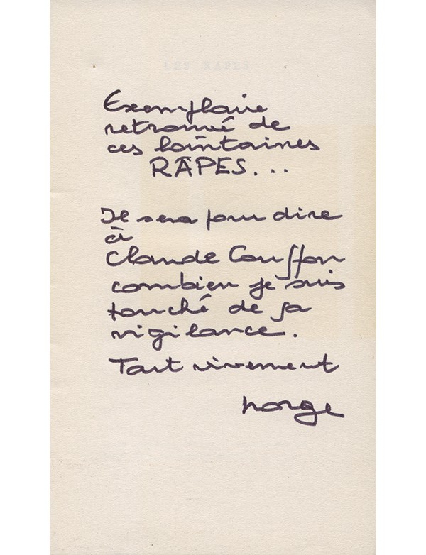 NORGE Géo Les Râpes Pierre Seghers Poésie 49 1949 édition originale envoi autographe signé à Claude Couffon et lettre autographe
