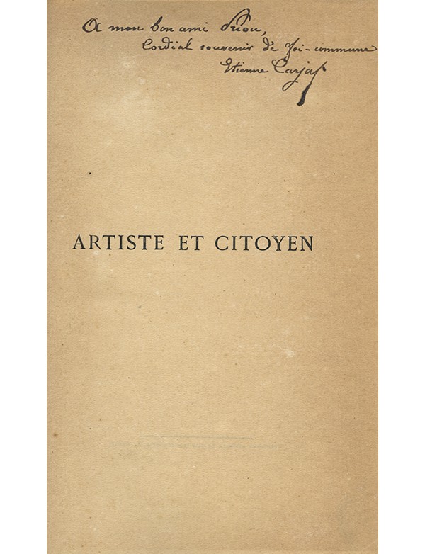 CARJAT Etienne Artiste et citoyen Tresse 1883 édition originale imprimée sur papier vergé envoi autographe signé à l'ami Priou