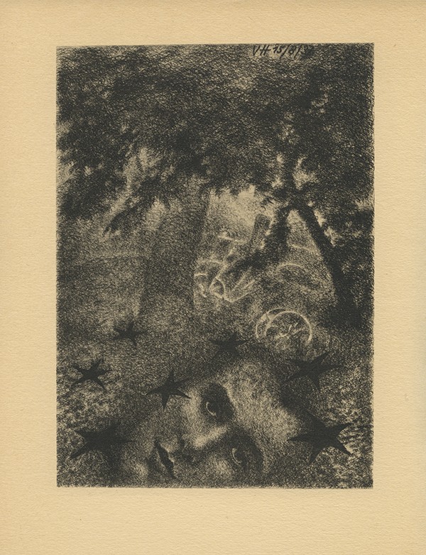 CHAR Placard pour un chemin des écoliers GLM 1937 édition originale roto teinté 5 pointes sèches de Valentine Hugo reproduites