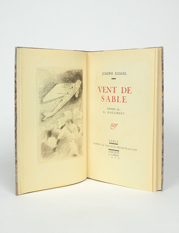 KESSEL Joseph Vent de sable Nouvelle Revue Française Gallimard 1929 édition originale Japon grand papier relié en demi-maroquin 